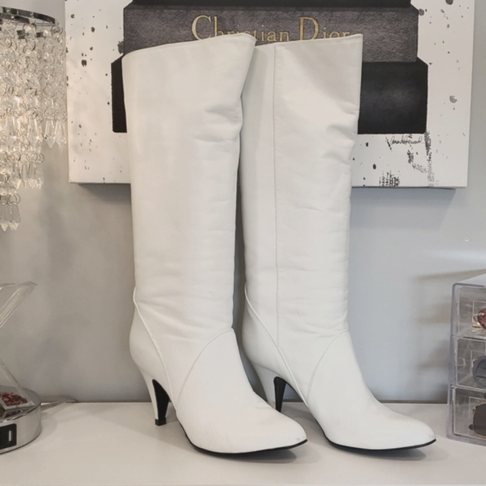 White Genuine Leather Boots
